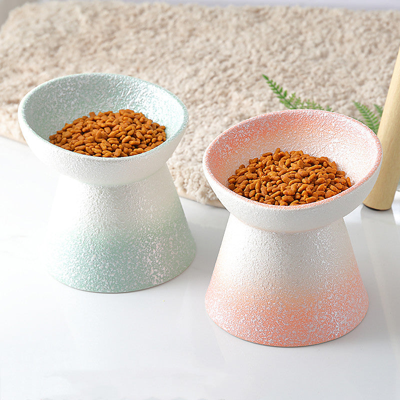 High Foot Protection Cervical Vertebra Oblique Mouth Cat Food Bowl Pet