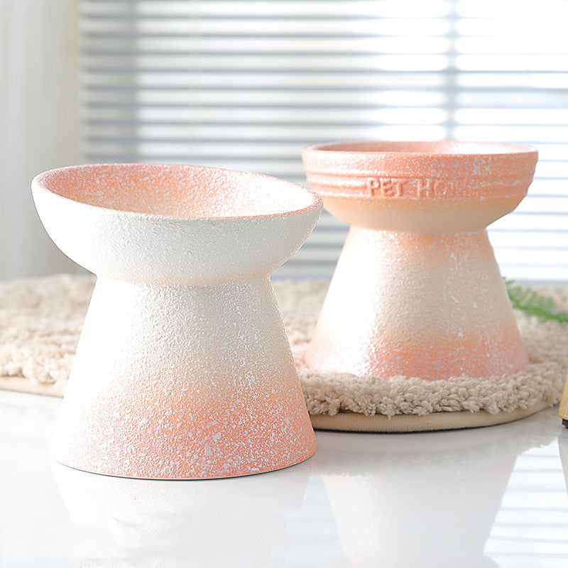 High Foot Protection Cervical Vertebra Oblique Mouth Cat Food Bowl Pet