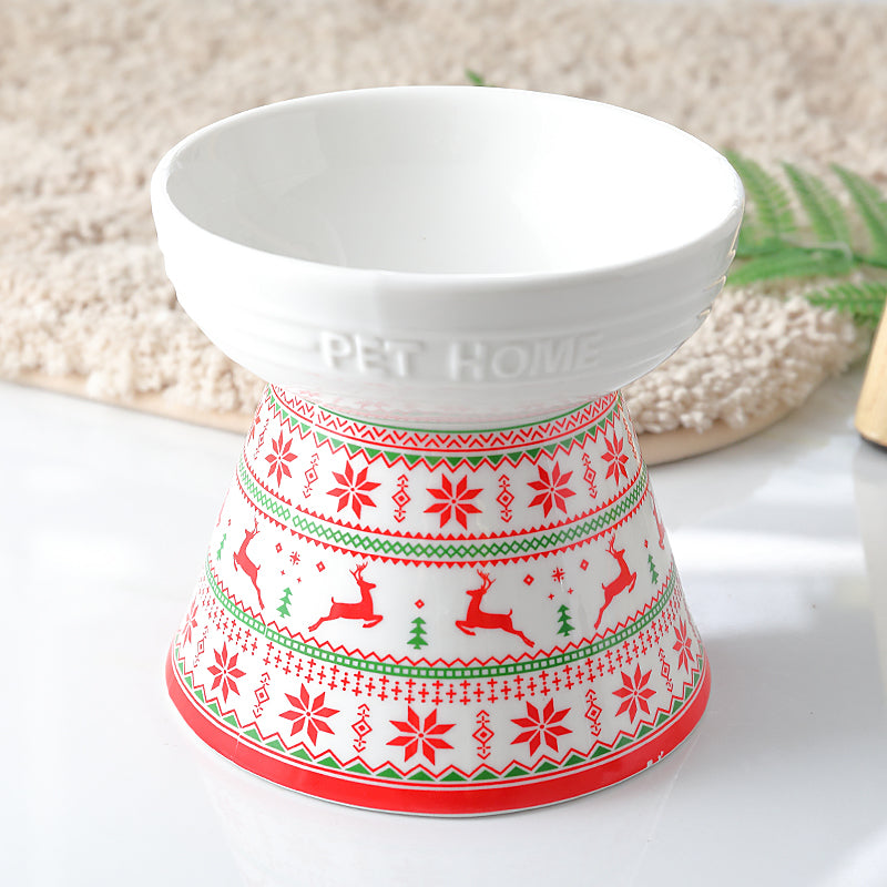 High Foot Protection Cervical Vertebra Oblique Mouth Cat Food Bowl Pet